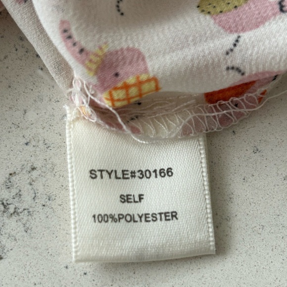 Elephant Novelty Print Blouse Medium Sheer 3/4 Sleeve Under Skies Button Down - Picture 8 of 8